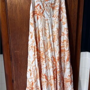 Abercrombie & Fitch White and Orange Maxi Dress
